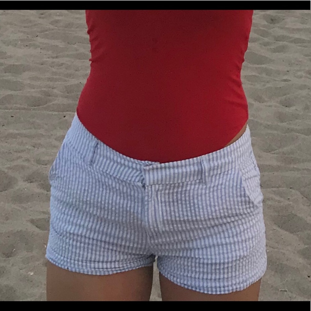 Adorable baby blue and white stripped shorts!